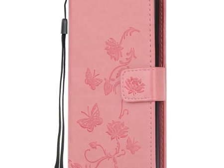 Huawei P Smart (2020) Læder Cover m. Pung - Blomster og Sommerfugle Lyserød For Sale