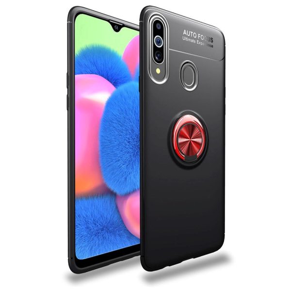 Samsung Galaxy A20s Cover m. Magnetisk Kickstand Sort m. Rød Ring Online Hot Sale