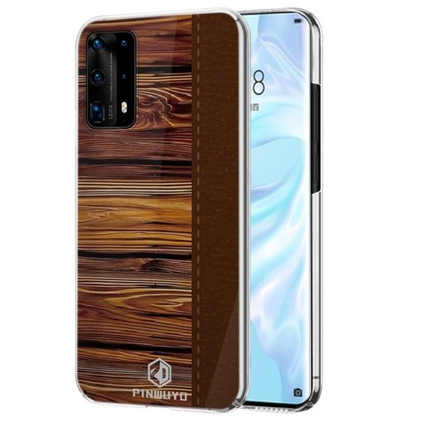 Huawei P40 Pro Pinwuyo Wood Grain Style Cover - Brun Cheap