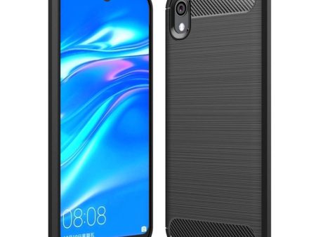 Huawei Y5 (2019) Carbon Fibre Fleksibelt Plastik Cover - Sort Cheap