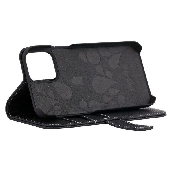 iPhone 12   12 Pro GEAR ONSALA Wallet Ægte Læder Cover - Sort Supply