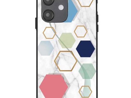 iPhone 12 Mini Cover med Print - Geometri - Hvid Marmor & Hexagoner For Discount