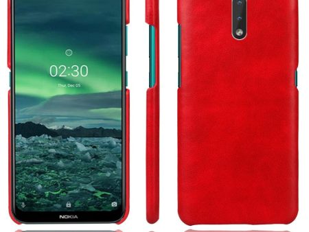 Nokia 2.3 Læderbetrukket Plastik Cover - Rød Cheap