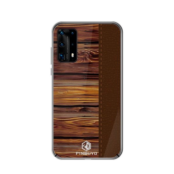 Huawei P40 Pro Pinwuyo Wood Grain Style Cover - Brun Cheap