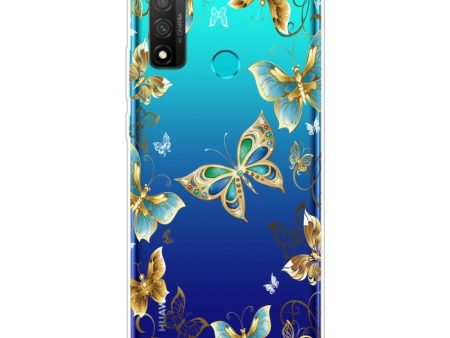 Huawei P Smart (2020) Fleksibelt Cover - Guld Sommerfugle on Sale