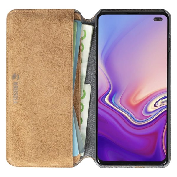 Krusell Broby Slim Wallet Samsung Galaxy S10+ (Plus) Ruskind Flip Cover - Beige Online