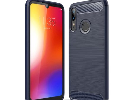 Motorola Moto E6 Plus Carbon Texture Fleksibelt Plastik Cover - Navy For Discount