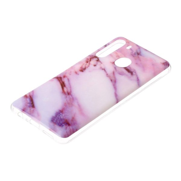 Samsung Galaxy A21 Fleksibel Plastik Cover m. Marble Print - Lilla Marmor Fashion