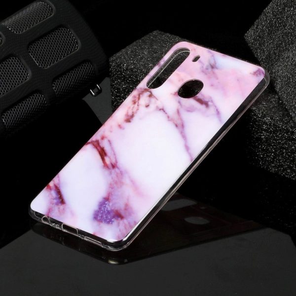 Samsung Galaxy A21 Fleksibel Plastik Cover m. Marble Print - Lilla Marmor Fashion