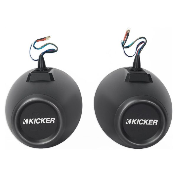 (2) KICKER KMFC65 6.5  195w Marine LED Speakers in Surface Mount Pods 46KMFC65 For Sale