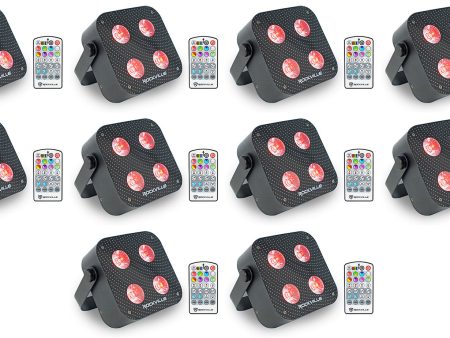 (10) Rockville MINI RF4 V2 Black DJ Party Wash Lights+RF Remote+APP+Wireless DMX Online Sale