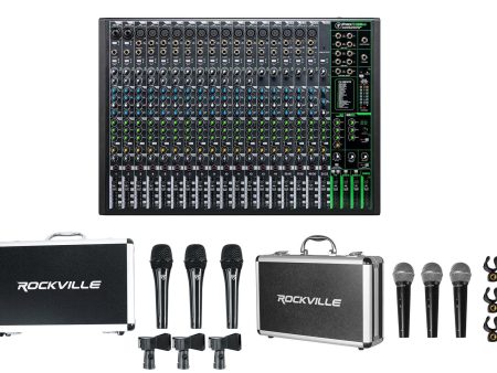 Mackie ProFX22v3 22-Channel 4-Bus Effects Mixer w USB ProFX22 v3+ 6) Mics+Cases Online Hot Sale