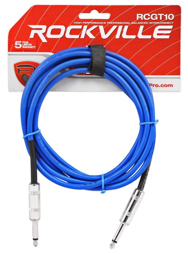 10 Rockville 10  1 4  TS-1 4   TS Guitar Instrument Cable (5 Colors x2 of each) Cheap