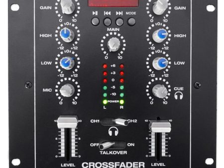 Rockville RDJ3BT compact 2 channel DJ mixer with USB, Bluetooth, and LED display and 4 Line Inputs Online now