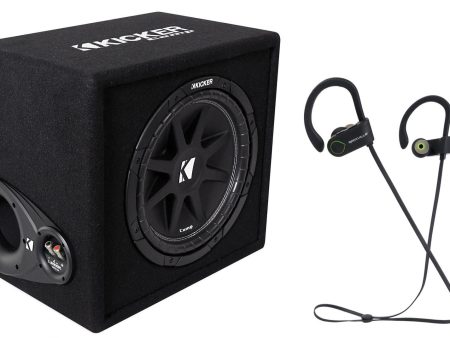 KICKER 43VC124 Comp 12  Subwoofer In Vented Sub Box Enclosure + Earbuds Online Sale