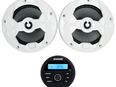 Kicker KMC2 Digital Media Receiver w Bluetooth USB+(2) White JBL 6.5  Speakers on Sale