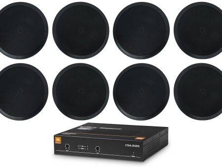 JBL CSA 2120 Commercial Amplifier Amp+(8) 8  Black Ceiling Speakers 4 Restaurant Discount