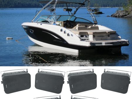 (6) Rockville HP65S-8 6.5  Black Marine Box Speakers with Swivel Bracket For Boats Hot on Sale