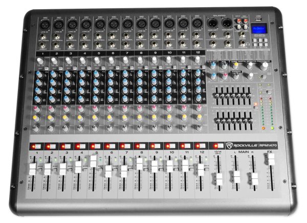 Rockville RPM1470 14 Channel 6000w Actived Mixer w  USB  Effects 14 XDR2 Mic Pres Discount