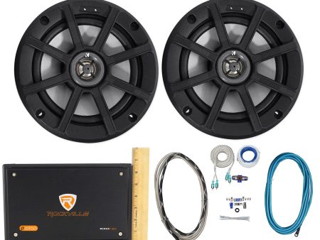 (2) Kicker 42PSC652 PSC65 6.5  240w ATV UTV RZR Speakers+4-Ch Amplifier+Wire Kit Discount