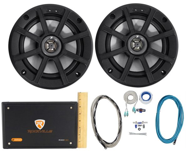 (2) Kicker 42PSC652 PSC65 6.5  240w ATV UTV RZR Speakers+4-Ch Amplifier+Wire Kit Discount