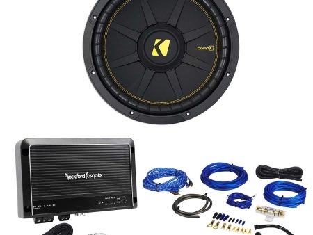 KICKER 44CWCD124 CompC 12  600 Watt Car Audio Subwoofer+Mono Amplifier+Amp Kit For Discount