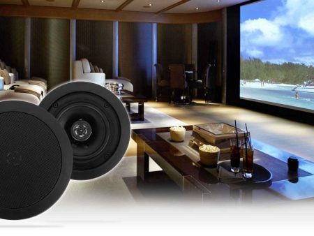 2 Rockville HC55-16 Black 5.25  300 Watt In-Ceiling Home Theater Speakers 16 Ohm Discount