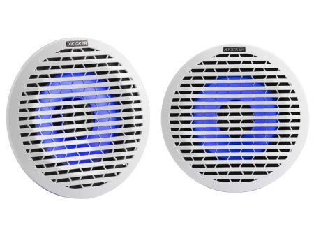 Pair Kicker 51KM614FL 6.5  Thin Mount 60w Marine Boat Speakers w RGB LED KM614FL For Cheap