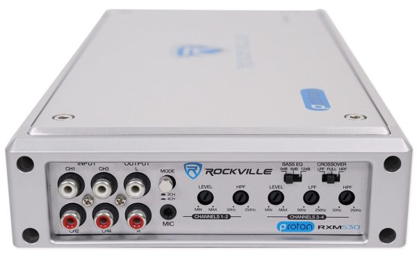 Rockville RXM-S30  Micro Marine ATV Amplifier 2400w Peak 4 Channel 4x150 CEA Rated Supply