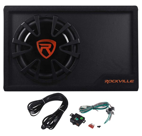 Rockville RWS12CA Slim 1200 Watt 12  Amplified Powered Car Subwoofer Enclosure Online Sale