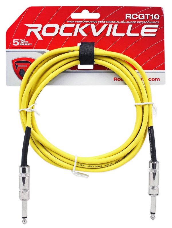 6 Rockville 10   1 4  TS to 1 4   TS Guitar Instrument Cable (6 Colors) Cheap