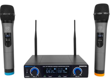 Rockville RWM72U Dual UHF Wireless Handheld Microphone System Digital Display on Sale