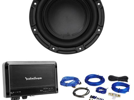 Polk Audio DB842DVC 8” 750w Car Subwoofer Sub+Rockford Fosgate Amplifier+Wires Supply