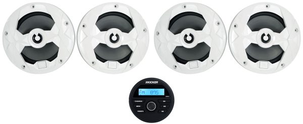 Kicker KMC2 Digital Media Receiver w Bluetooth USB+(4) White JBL 6.5  Speakers Online Hot Sale