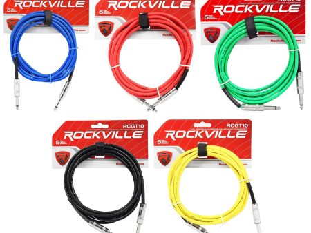 5 Rockville 10   1 4  TS to 1 4   TS Guitar Instrument Cable (5 Colors) Discount