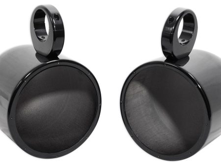 (2) Rockville MAC80B 7.7  Black Aluminum Wakeboard Tower Speaker Pod Enclosures For Sale