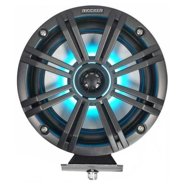 2) KICKER KMFC65 6.5  195w Black Marine LED Surface Mount Speakers+Amp+Wire Kit Supply