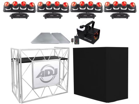 4) Chauvet Intimidator Wave 360 IRC Moving Heads+Metal DJ Booth Facade+Scrim+Fog Fashion