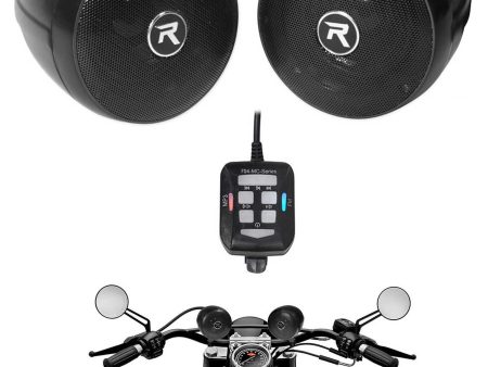 2) Rockville RockNRide 3  Powered Bluetooth Metal Motorcycle Handlebar Speakers Discount