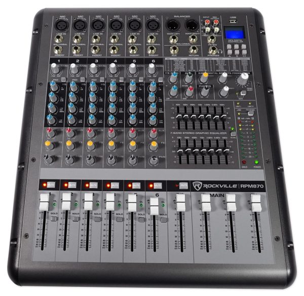 Rockville RPM870 8 Channel 6000w Powered Mixer w  USB, Effects, 8 XDR2 Mic Pres Discount