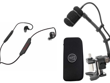 Audio Technica ATM350D Condenser Instrument Microphone+Drum Mount+Fender Earbuds Online now