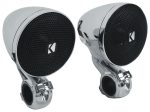 (2) Kicker 47PSM34 3  100w PSM Motorcycle ATV Handlebar Speakers in Chrome PSM34 For Sale