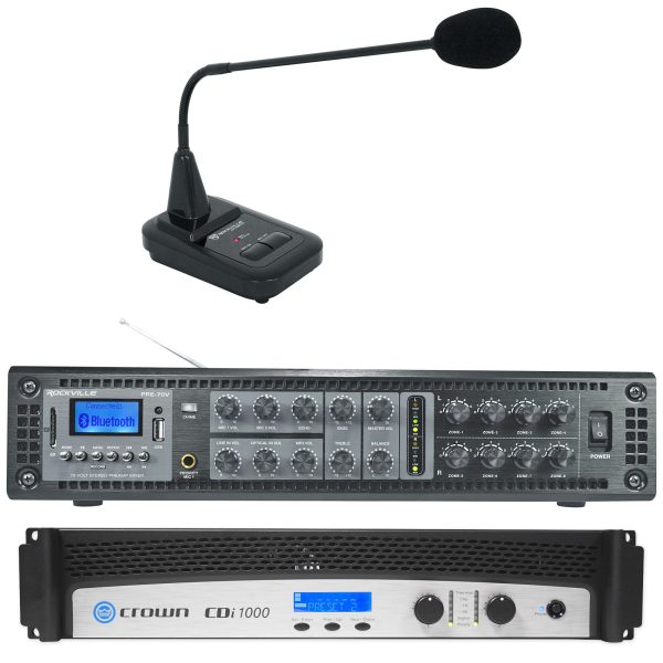 Crown CDi1000 2-Channel 70V Commercial Amplifier+Preamp Mixer w Bluetooth+Mic on Sale