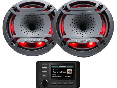 Kicker 46KMC4 3  LCD Marine Bluetooth USB Gauge Receiver+2) Hifonics 8  Speakers Cheap