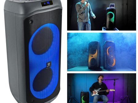 Rockville BASS PARTY 8 Dual 8 inch Portable Battery LED Party Bluetooth Speaker Cheap