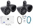 (2) Pairs Kicker 6.5  Wakeboard Component Speakers+8 Channel Amplifier+Amp Kit Supply