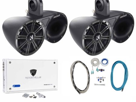 (2) Pairs Kicker 6.5  Wakeboard Component Speakers+8 Channel Amplifier+Amp Kit Supply