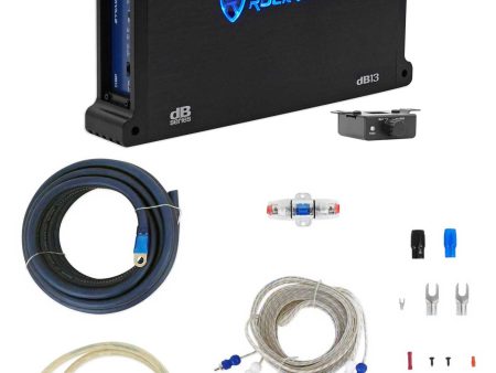 Rockville dB13 3000 Watt Peak 750w CEA rated RMS Mono Amplifier+Memphis Amp Kit Fashion