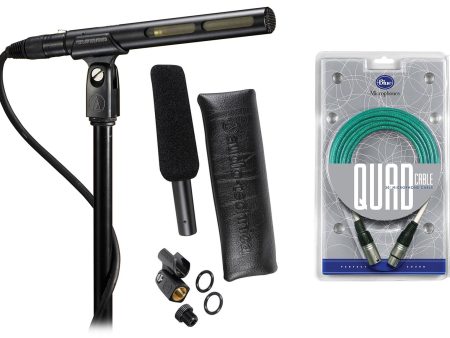 Audio Technica AT875R Short Shotgun Condenser Microphone Mic+Blue XLR Cable Online now