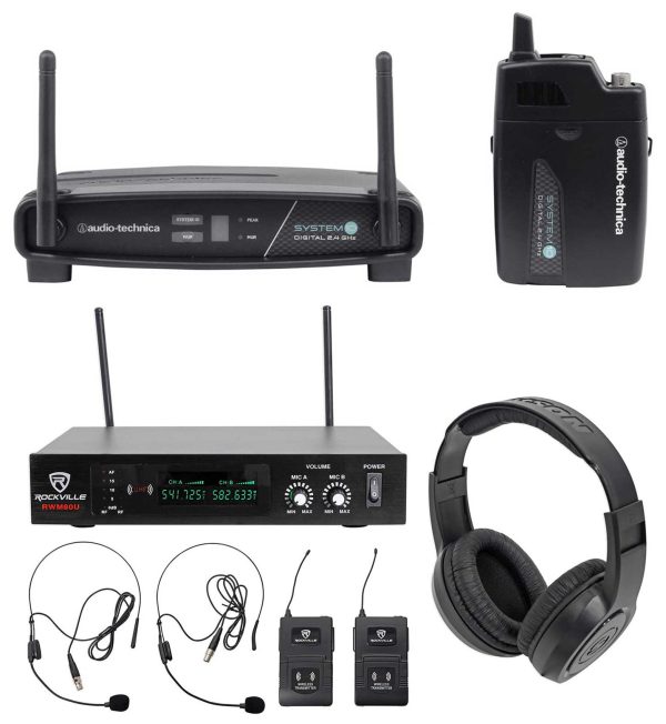 Audio Technica ATW-1101 H92 System 10 Wireless Headset+Mic+Samson Headphones Discount